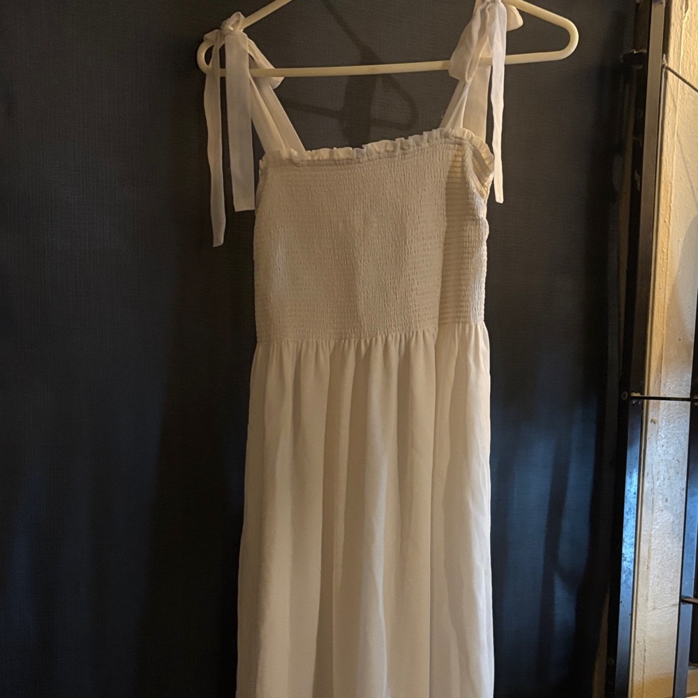 Aritzia White Midi Dress with Tie Straps